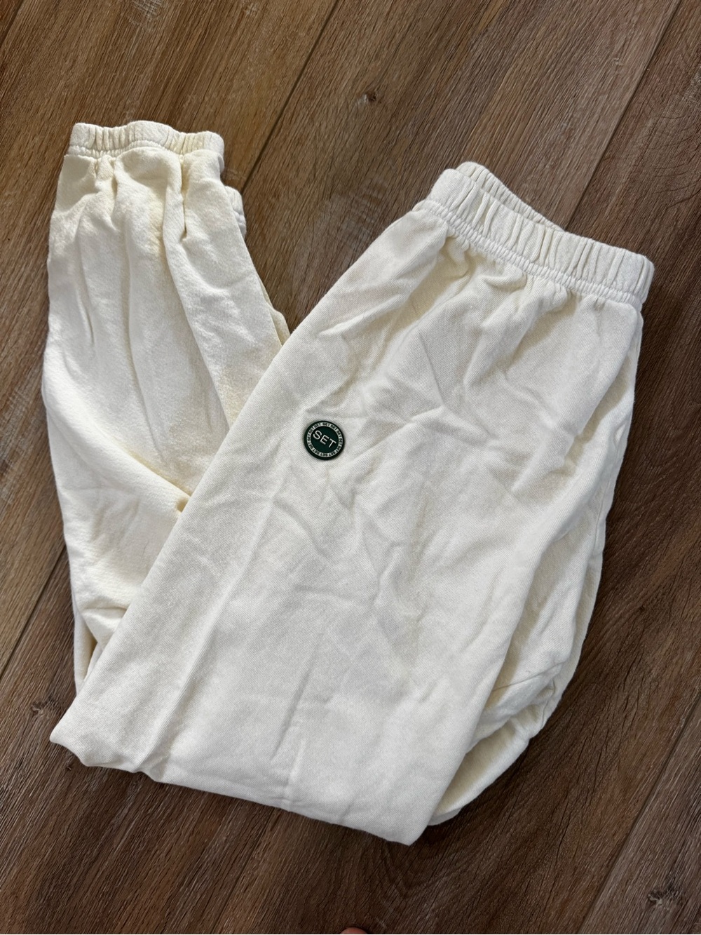 SET Active White Cotton Athletic Sweatpants